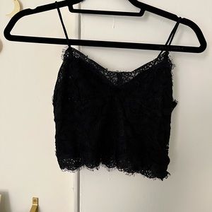 Black lace crop top